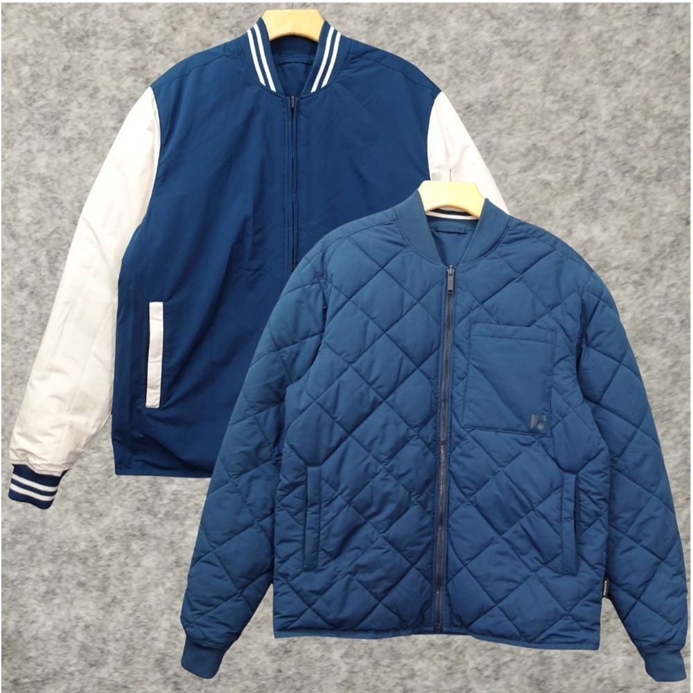 FRANK OAK Tech Jacket Mens S Quilted Varsity Reversible Bomber Water Resistant